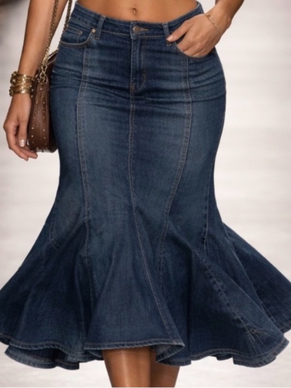 Re Jeans Large Flowy Denim Maxi Blue Jean Skirt